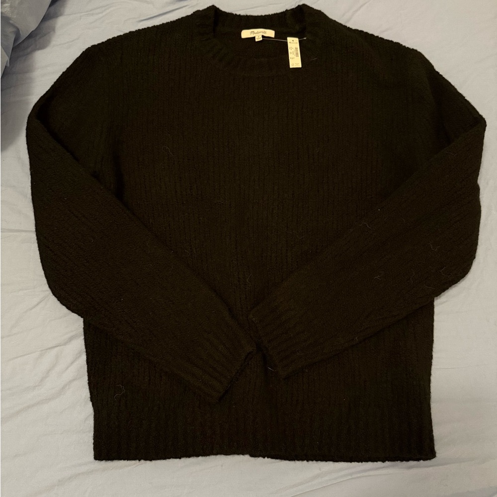 Madewell Men's Bouclé True Black Crewneck Sweater New w/ Tags